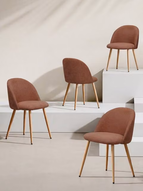 Set di 4 sedie Brila rivestite in tessuto color terracotta Kenay Home