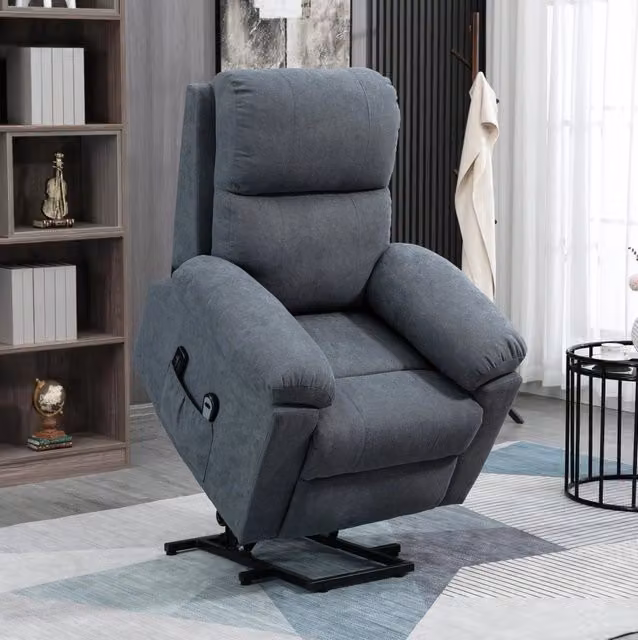 Poltrona Relax con Funzione alzapersona e Massaggi, 8 Motori Vibranti, Grigio