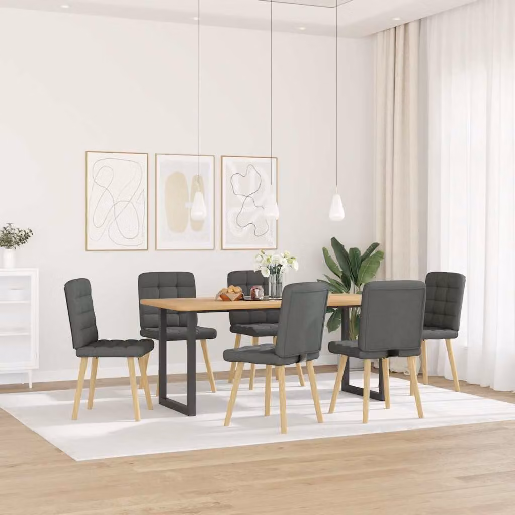 vidaXL Sedie da Pranzo 6 pz Grigio Scuro in Tessuto