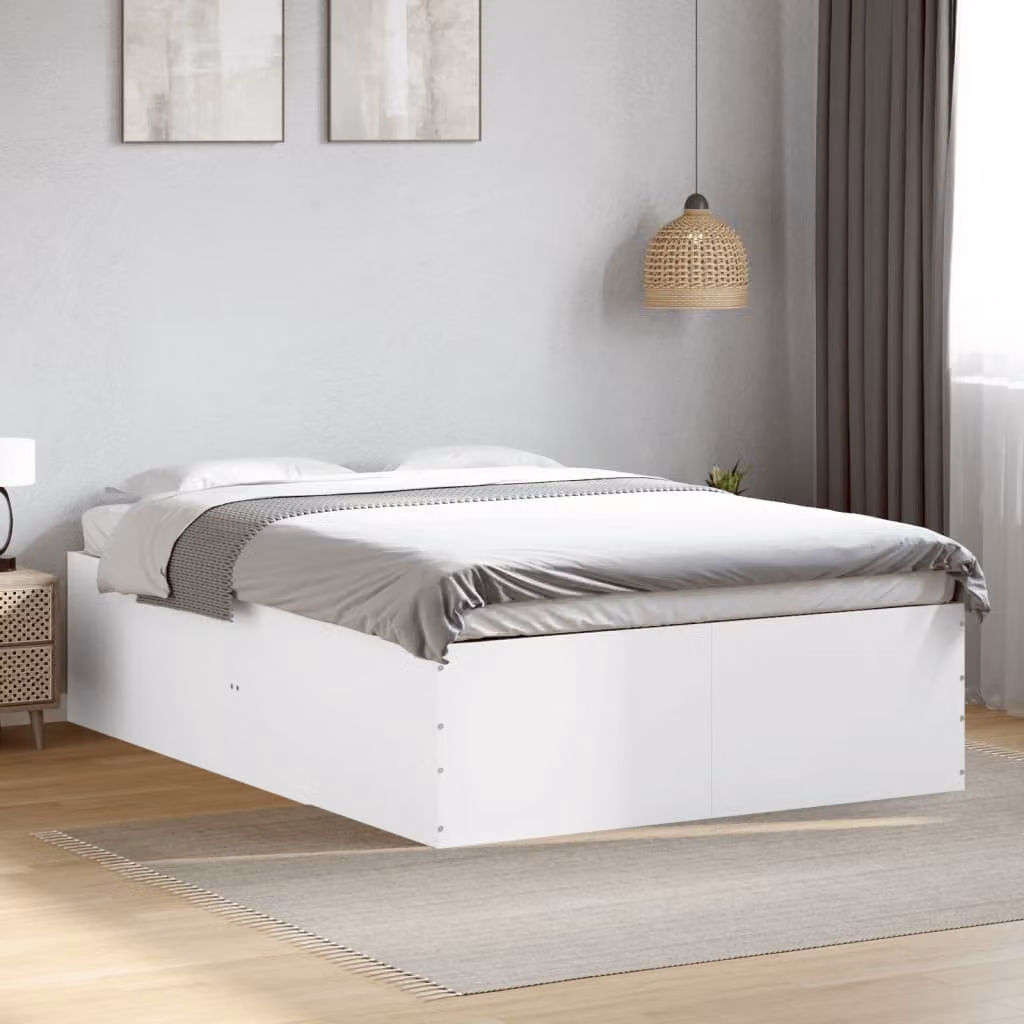 Giroletto vidaXL Bianco in Legno Multistrato con Doghe Fisse L: 120 cm, P: 200 cm, H: 45 cm