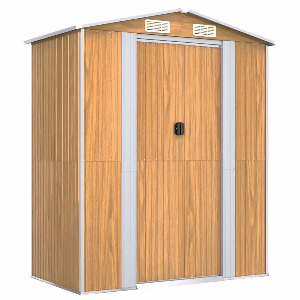Capanno da giardino vidaXL in acciaio zincato marrone chiaro L/P/H: 192 x 108 x 223 cm – 2