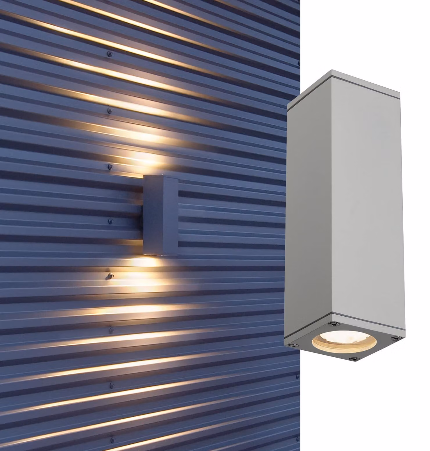 Lampada da parete Theo, modello up/down, 2 attacchi GU10, massimo 35W, alluminio, color argento