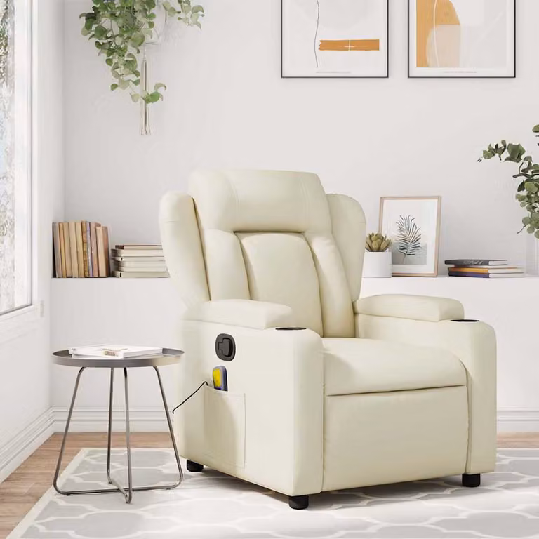 Poltrona reclinabile relax vidaXL in similpelle beige con braccioli