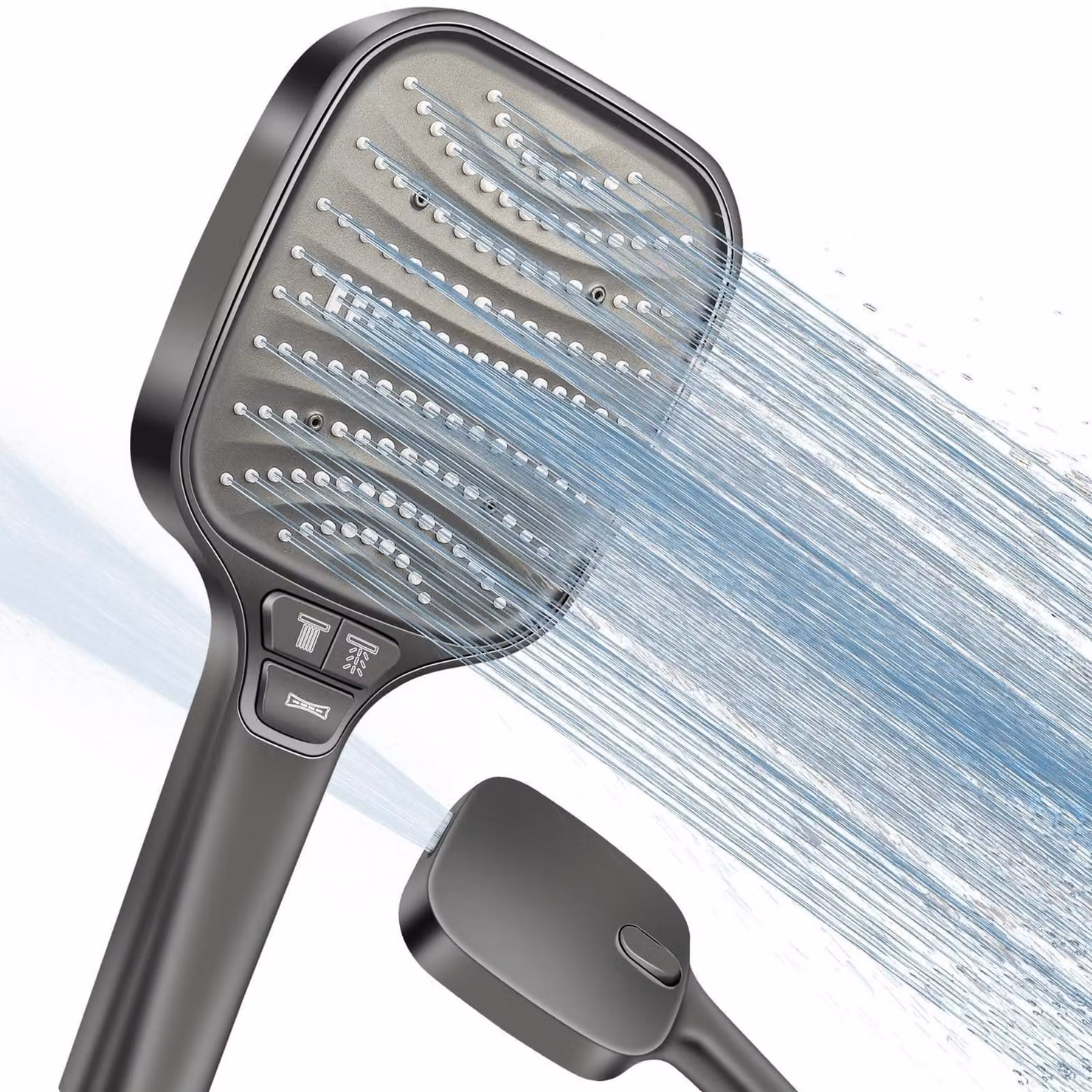 Doccia alta pressione XXL, soffione a pioggia, 8 getti, a risparmio idrico, diametro 120mm, colore grigio