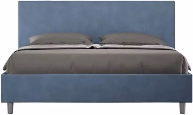 Letto matrimoniale contenitore imbottito 160x210 microfibra blu Adele