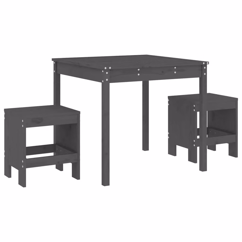 Set da Bistrot da Giardino vidaXL in Legno di Pino Grigio, 3 Pezzi – 2