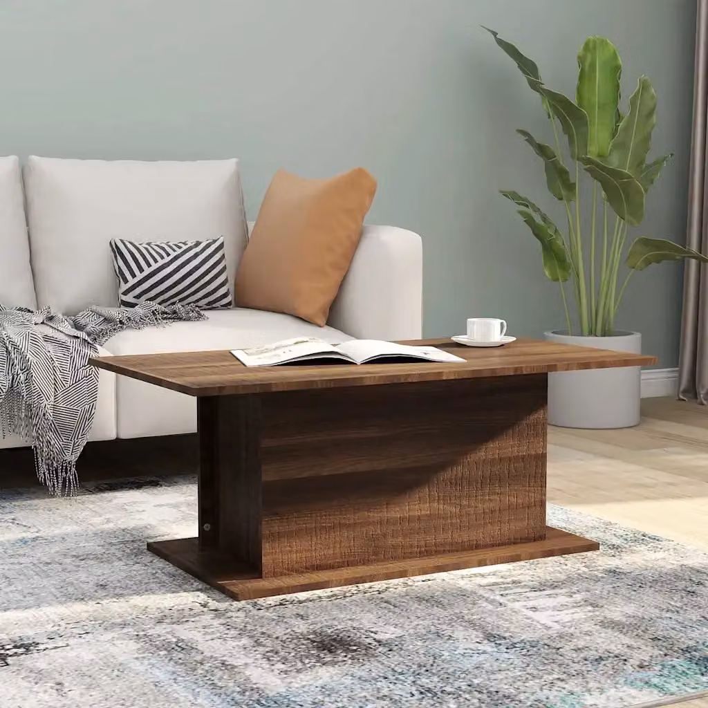 Tavolino da salotto vidaXL in rovere marrone con piano rettangolare L 102 cm x P 55,5 cm x H 40 cm