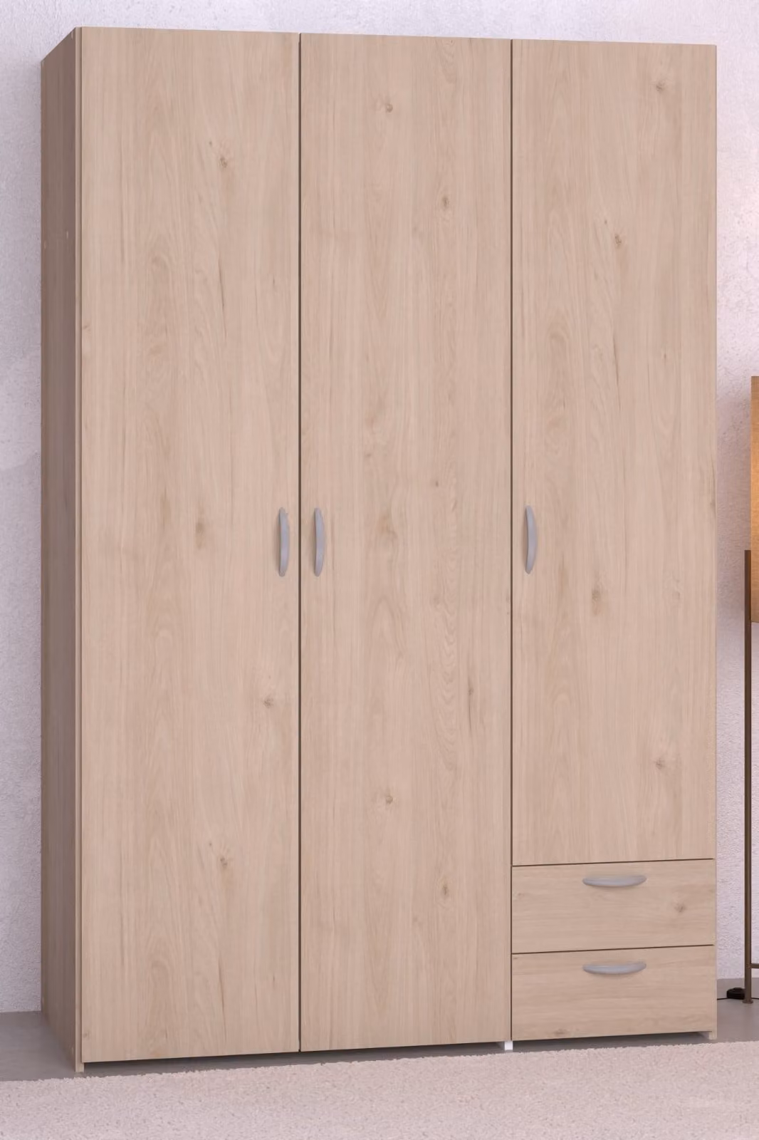 Armadio "Enjour" in rovere Armadio a cerniera a 3 ante 120 cm, 5 scomparti per la biancheria