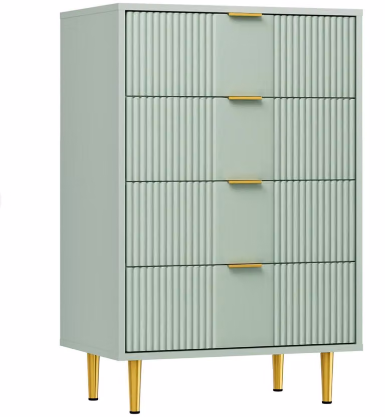 Comodino con 4 cassetti, dimensioni 60 x 40 x 94 cm, colore verde oliva