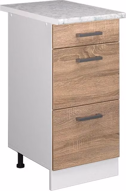 Base universale R-Line Sonoma Vicco con cassetti bianco opaco L: 40 cm, H: 81,6 cm, P: 60 cm – 1