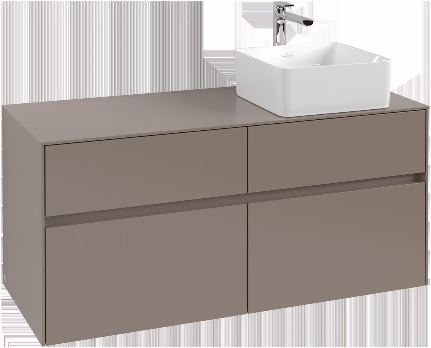 Villeroy & Boch Collaro Meuble sous-lavabo, 4 tiroirs, lavabo à droite, montage mural, avec éclairage, 1200x548x500mm, C04300VR, C04300VR