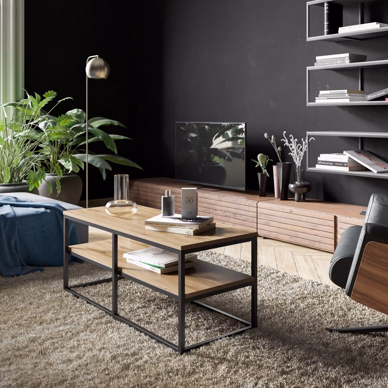 Skye Decor, Forteaus - Walnut, tavolino, noce, 100% pannelli truciolari rivestiti in melamina, 110,4 x 52 x 47 cm