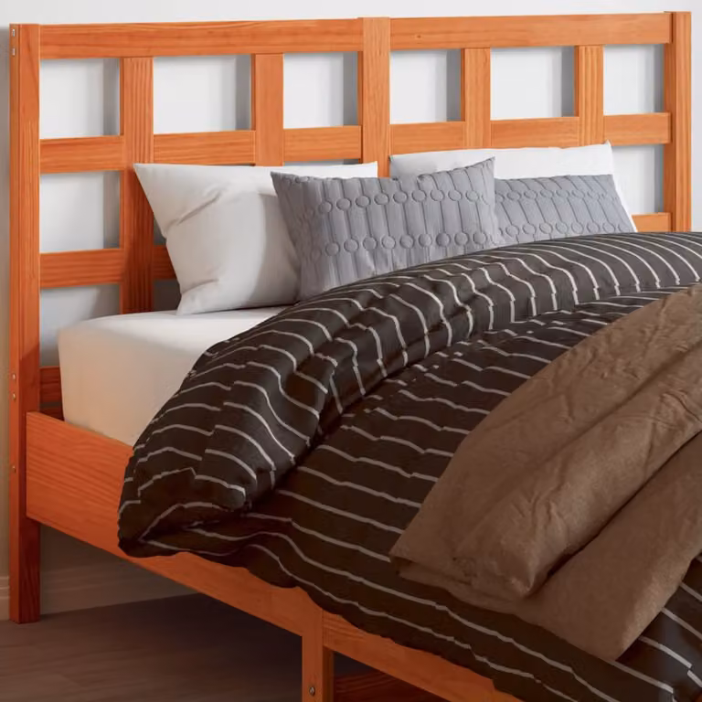 Testiera per letto vidaXL in legno massello di pino color marrone cera stile rustico L: 140,5 cm, H: 8,5 cm, P: 100 cm