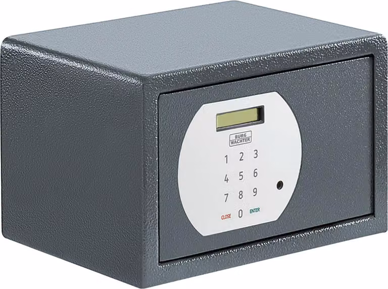 Cassaforte domestica Burgwächter - Cassaforte per hotel Pure Safe PS110 E KA 3 - Mini cassaforte per montaggio a parete e a pavimento, acciaio antracite