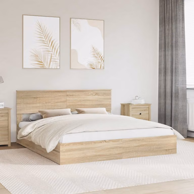 Letto con contenitore e cassetto vidaXL in Rovere Sonoma, colore marrone, L/P/H: 180 x 200 x 90 cm