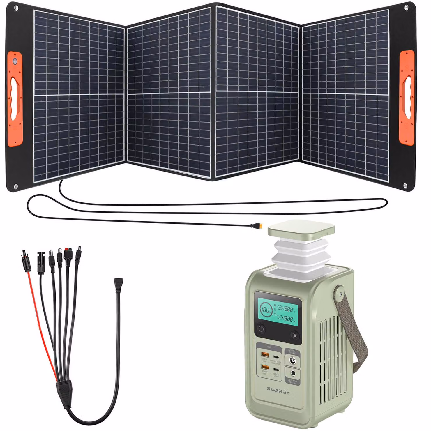 SWAREY S200 140W (180W di picco) stazione di alimentazione DC con pannello solare da 100W, batteria da 192Wh LiFePO4 banca di potere generatore solare di stoccaggio solare con carica veloce