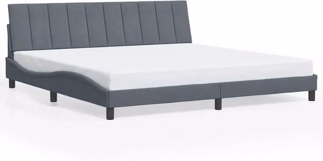Letto matrimoniale | Letto per adulti | Giroletto senza Materasso Hanko Grigio Scuro 200x200 cm Velluto