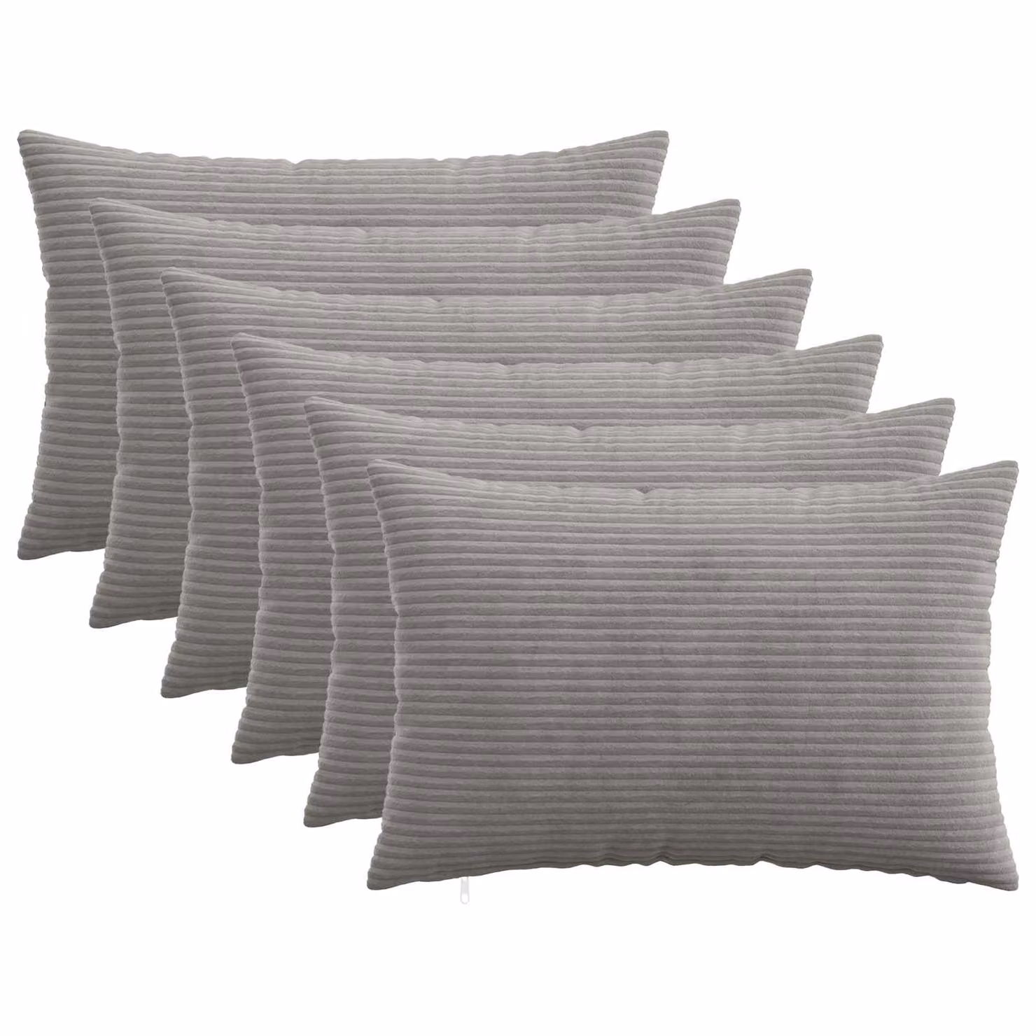 Set di 6 federe vidaXL HEERLEN in velluto a coste, Grigio Chiaro, 50 x 75 cm