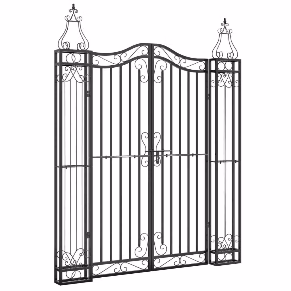 Cancello da giardino a battente doppio vidaxl in metallo nero L: 121 cm, P: 8 cm, H: 150 cm – 2