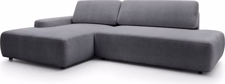 FURNLUX Divano angolare Bouli Grigio e Nero 276cm / Colore principale: Grigio / Dimensioni: 276 x 82 x 164 cm