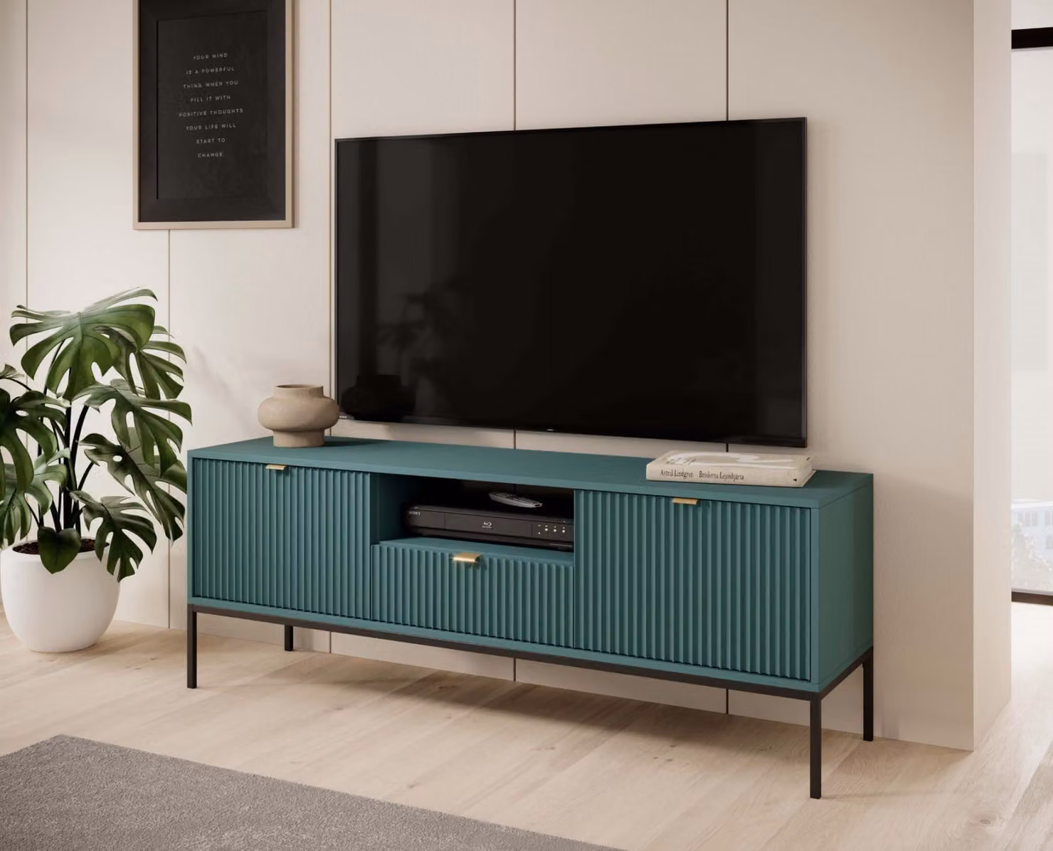 Tavolino per TV MISHEEL - blu-verde / nero