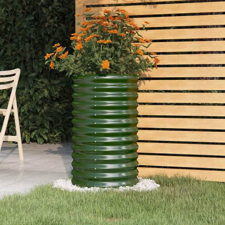 Vaso da giardino vidaXL in acciaio zincato verde L/P/H: 40 x 40 x 68 cm