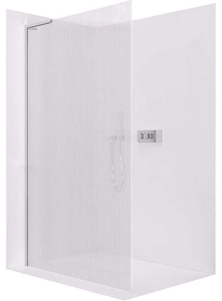 CERANO - Box doccia Walk-in Onyx con montante sinistro - 8 mm - cromato, vetro rigato - 60x200 cm