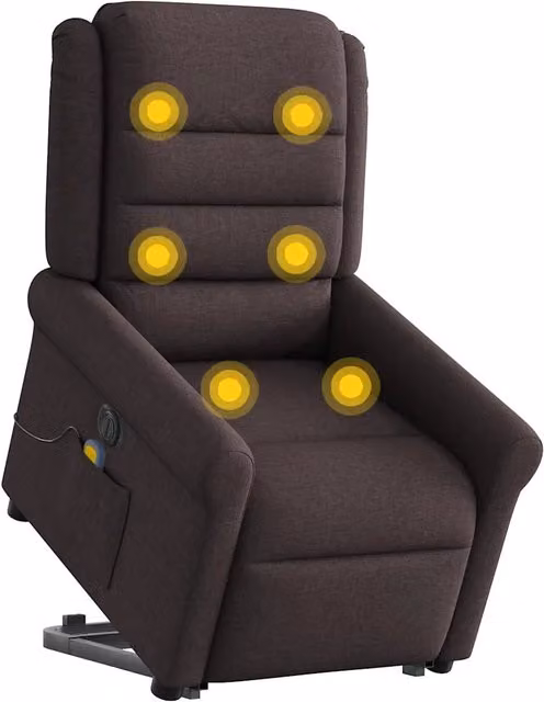 Poltrona Alzapersona Elettrica con Massaggio vidaXL in Tessuto Marrone per Anziani