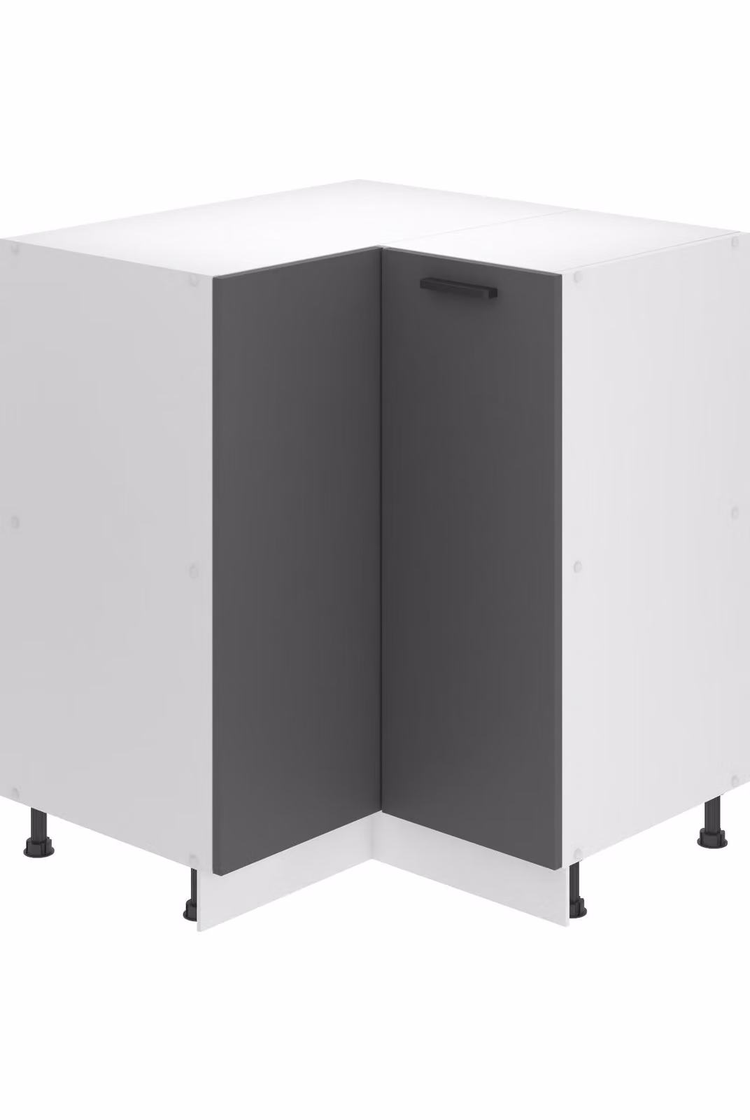 Base da cucina Belini, base da cucina larga 90 cm. Base per cucina SNP senza piano di lavoro. Mobile da cucina ad angolo con 1 anta, argento opaco