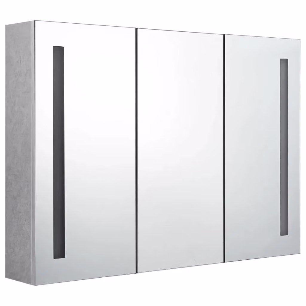 Armadietto da bagno moderno vidaXL con specchio e illuminazione LED, Grigio, L: 89 cm, P: 14 cm, H: 62 cm – 2