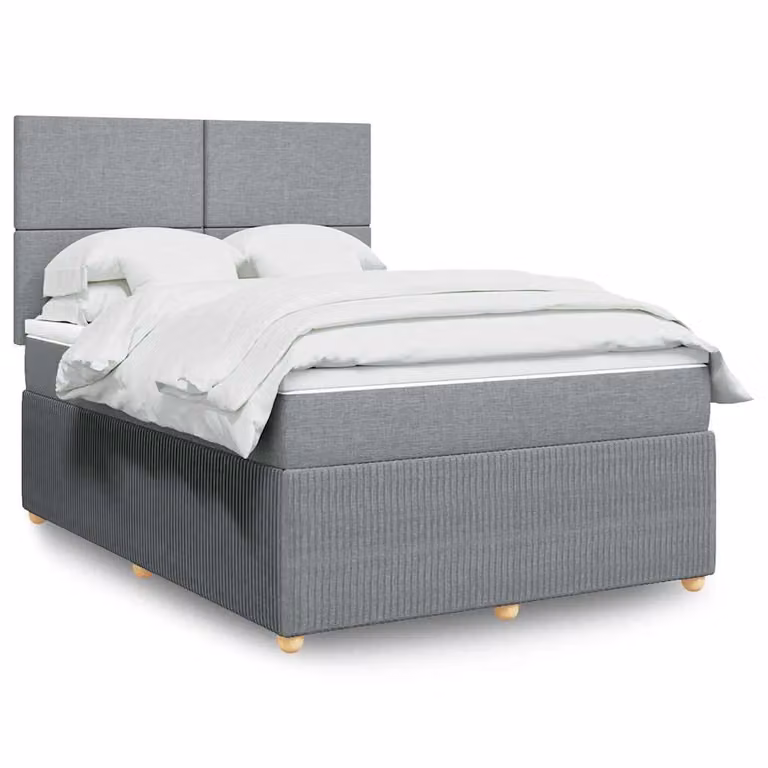 vidaXL Giroletto a Molle con Materasso in Tessuto Grigio Chiaro L/P/H: 160 x 200 cm