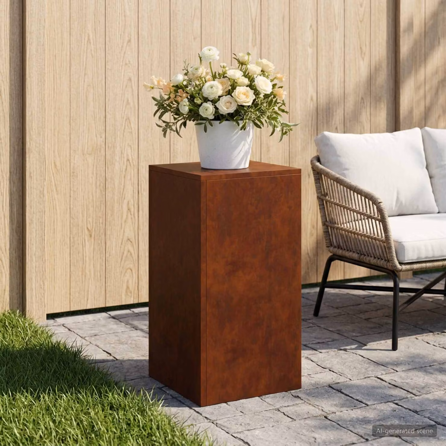 vidaXL Supporto per piante in acciaio Corten color marrone L/P/H: 30 x 30 x 60 cm