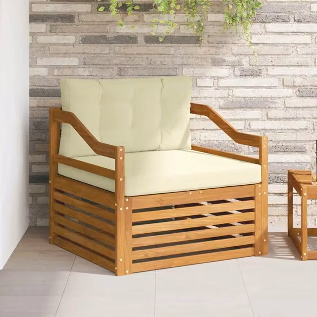Divano da esterno moderno vidaXL in legno di acacia con struttura in legno massiccio e tessuto beige