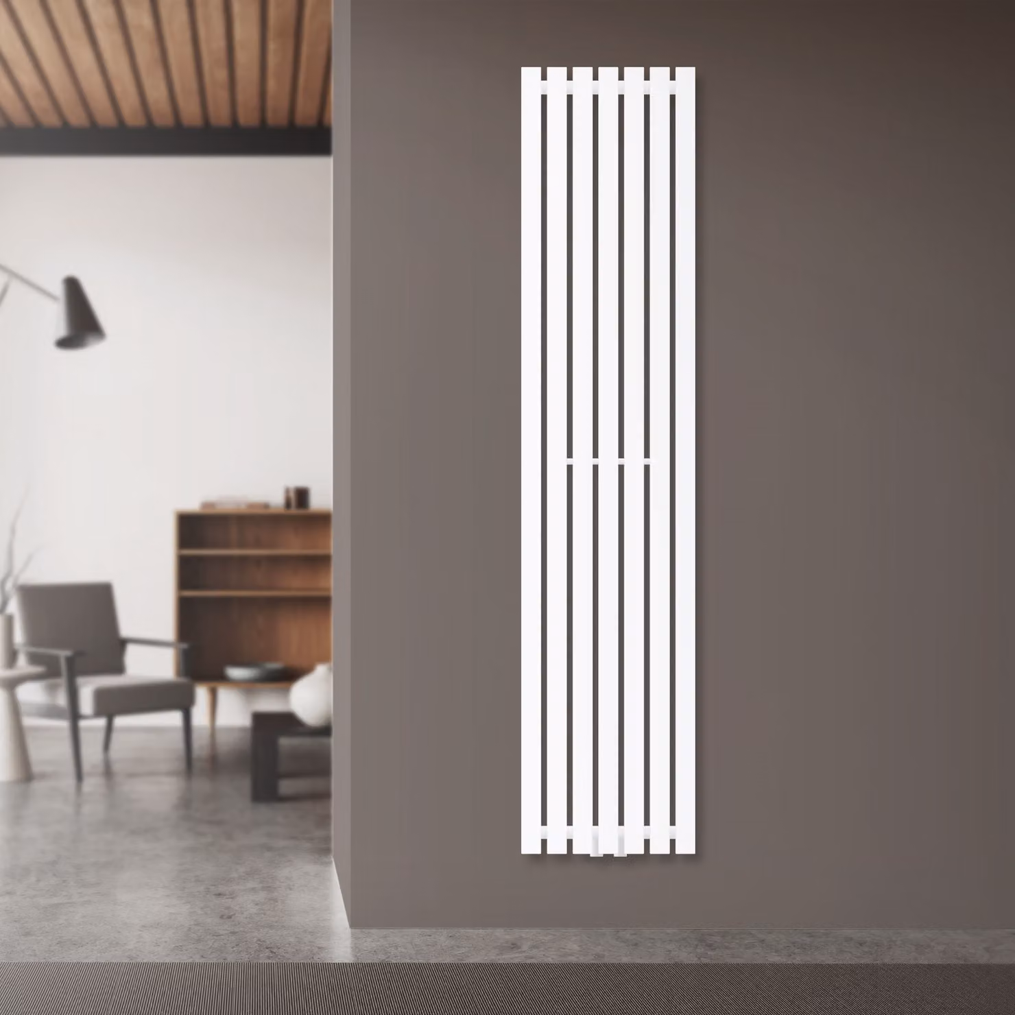 Radiatore a pannello LuxeBath, monostrato, 370x1600 mm, bianco, con attacco centrale, senza elemento riscaldante