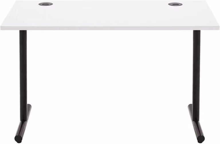 Scrivania per computer - Dimensioni: 120 x 60 x 73,6 cm - Piano in bianco - Struttura nera - Passacavo
