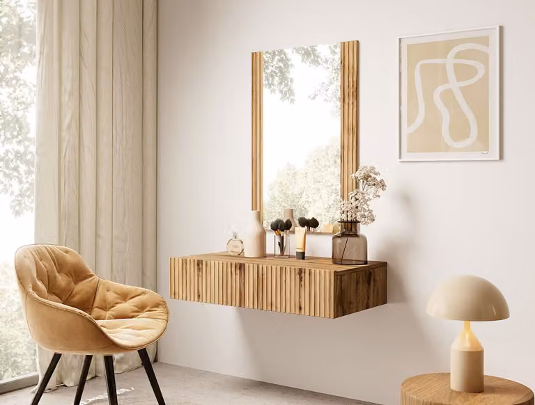 Tavolino da toilette con specchio HAER - rovere wotan