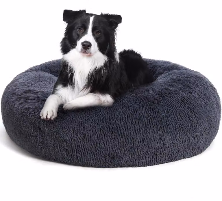 Cuccia per cani rotonda - Ortopedica - 80 cm - Grigio scuro - Lavabile per cani