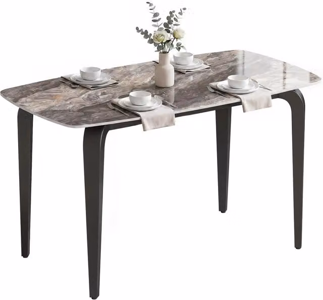 Tavolo da pranzo rettangolare allungabile per 4 persone ¨C zephmum ¨C marrone, effetto pietra, 130x70x75 cm