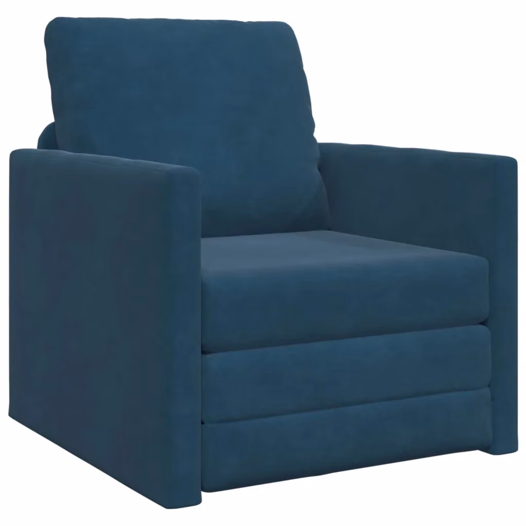 Divano letto vidaXL in velluto blu con struttura imbottita L: 74 cm, P: 77 cm, H: 81 cm – 2