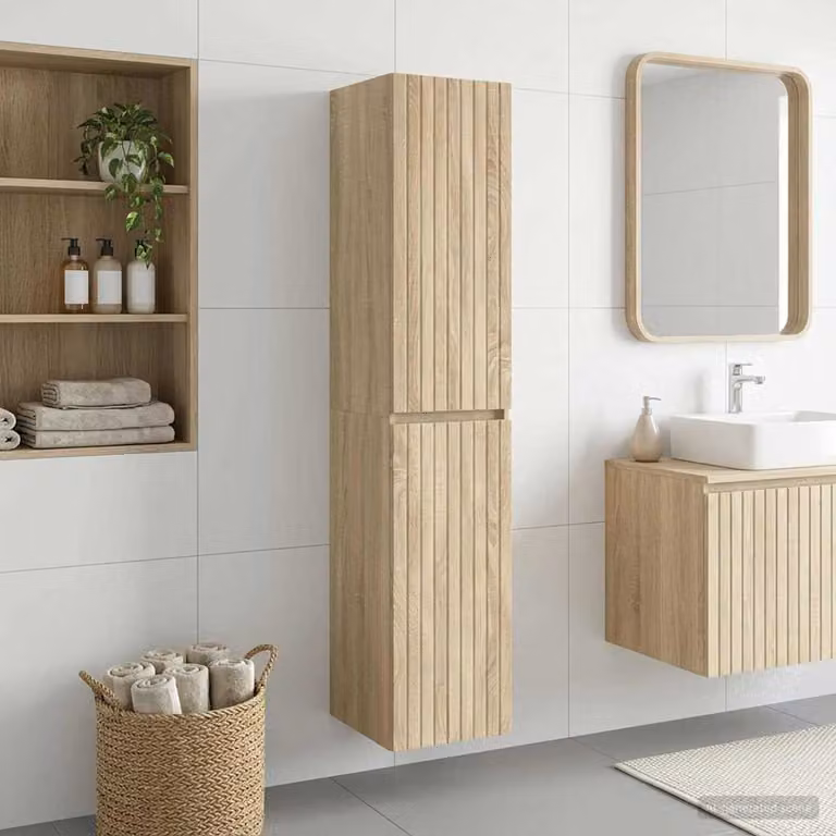 Mobiletto da Bagno a Muro Moderno vidaXL in Rovere Sonoma, L/P/H: 33 x 34,5 x 160 cm