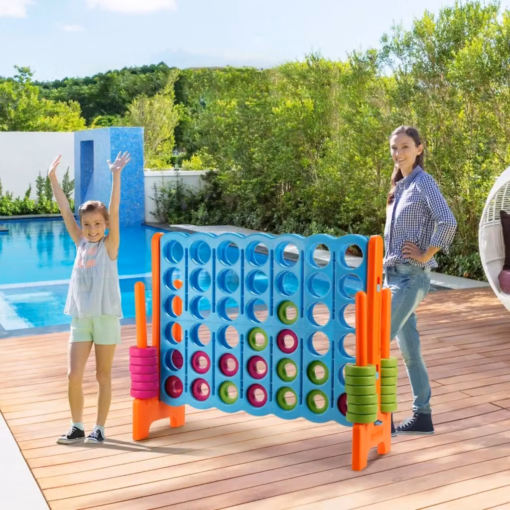 Forza 4 Gigante Design Mania per bambini e adulti, gioco da interno ed esterno con 42 pedine, Blu e Arancione, L: 120 cm, P: 104 cm, H: 48 cm – 2