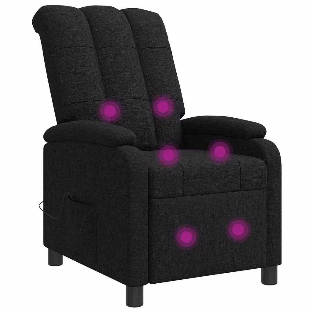 Poltrona relax reclinabile vidaXL in tessuto nero con braccioli per soggiorno e ufficio – 2