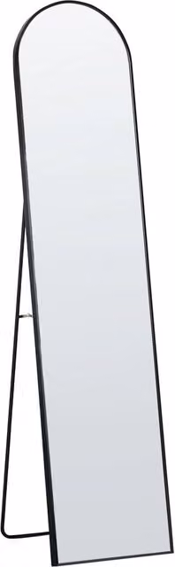 Specchio da terra ovale BELIANI con telaio in metallo nero e supporto, design moderno, H: 150 cm, L: 40 cm, P: 36 cm