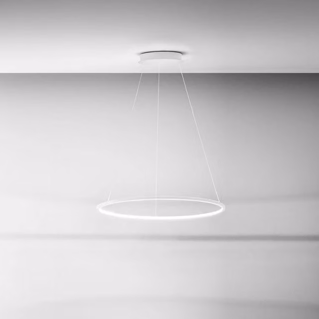 ERIKA S/G Lampada a sospensione a LED 48W 1800lm 3000K dimmerabile taglio di fase+push, corpo in alluminio e silicone bianco - Gealuce