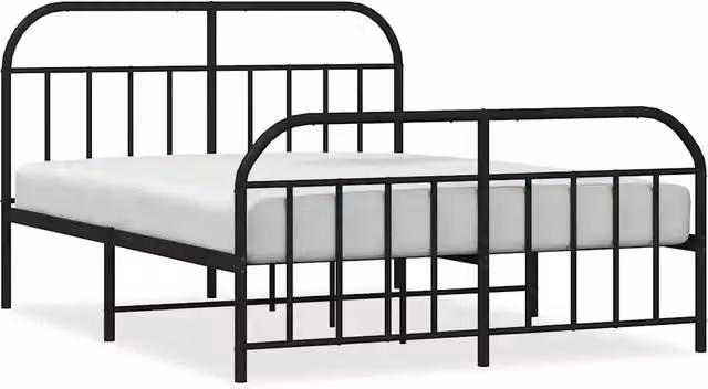 Letto matrimoniale | Letto per adulti | Giroletto con Testiera e Pediera Metallo Nero 140x200 cm