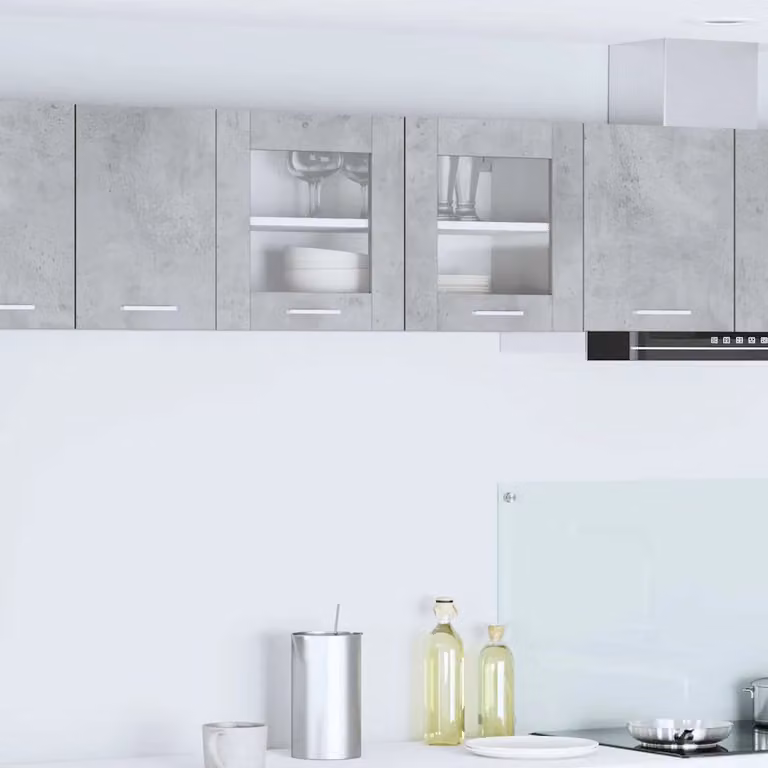 vidaXL Armadio pensile da cucina moderno con ante in vetro, Grigio e Bianco, L 80 x P 31 x H 40 cm