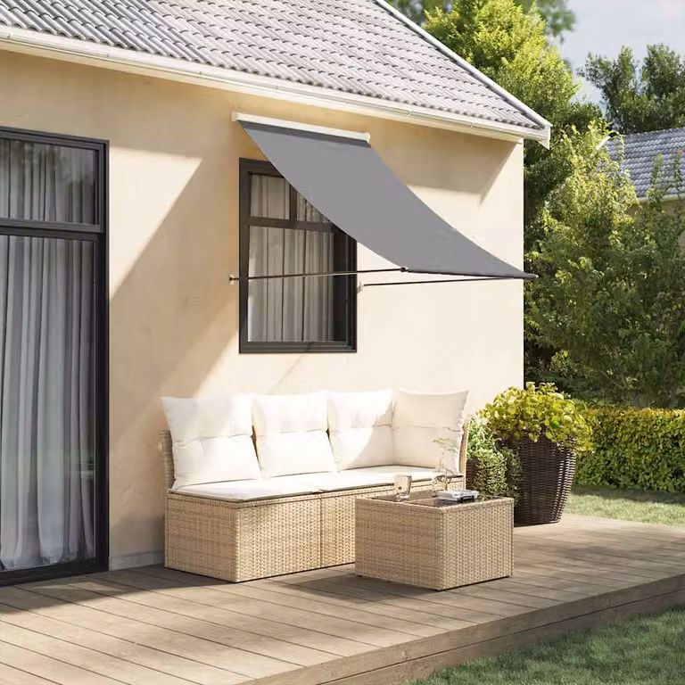 vidaXL Tenda da Sole Retrattile Antracite con Bracci Pieghevoli in Acciaio e Tessuto in Poliestere L: 150 cm, P: 150 cm