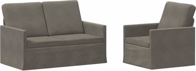 Set di 2 divani moderni vidaXL in tessuto cord e metallo, Grigio