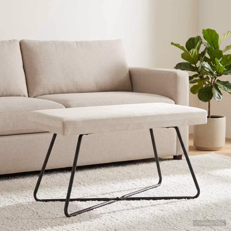 Panchina moderna vidaXL in velluto beige L: 80 cm, P: 40 cm, H: 45 cm