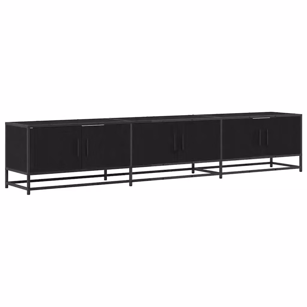 Unità TV moderna vidaXL in legno e metallo, colore nero e rovere, L: 210 cm, P: 35 cm, H: 41 cm – 2
